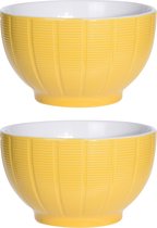 Excellent Houseware Soepkommen/serveer schaaltjes - 2x - Venice - keramiek - D14 x H8 cm - warm geel