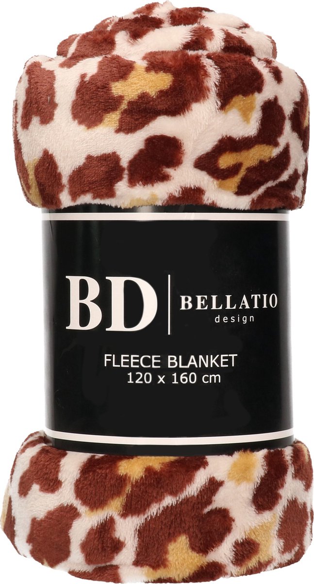 Bellatio design Plaid - fleece deken - in panter dieren print - 120 x 160 cm - dekentjes