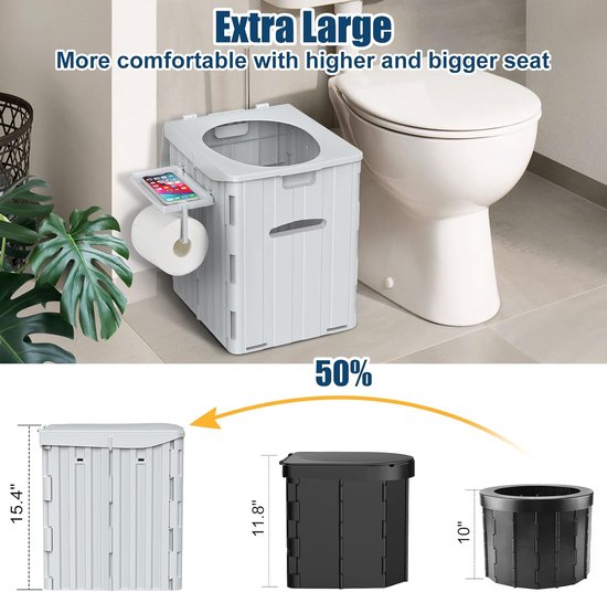 Mobiel campingtoilet 39 cm hoog - Draagbaar toilet met deksel en 12 toiletzakken - Ideaal voor kamperen, wandelen en reizen van MOB — afbeelding 5