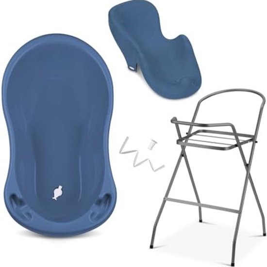 Babybad met standaard - Baby bad met standaard - Babybad set - Baby badje met standaard - Baby badset - ‎118,01 x 53,01 x 30 cm - 4 - Set/ Donkerblauw