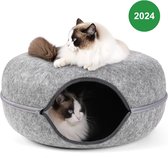 FLUFZ Kattentunnel en Kattenmand - Kattenhuis - Donut Tunnel Kat - Speeltunnel Kat - Grijs