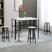 6-delige EsSgruppe 2 Bartisch met 4 stoelen ontlasting zitgroep eetkamergroep in de industriële design Bar Stool Set van Span Wood Steel Gray+Black