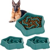 Relaxdays 3x anti-schrokbak voor honden - blauw - grote en middelgrote honden - 600 ml