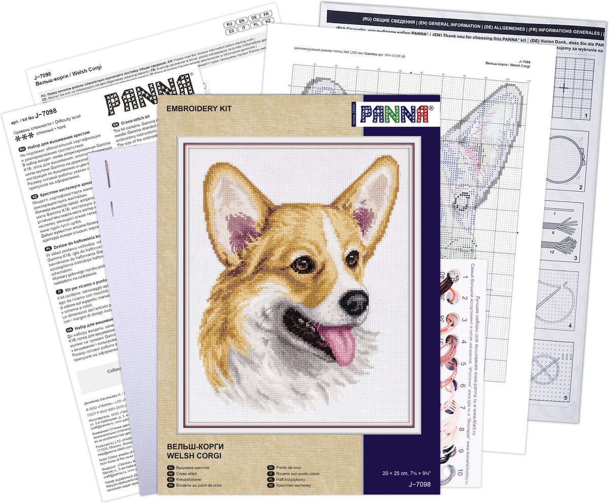 PANNA Borduurpakket Welsh Corgi J-7098 - Kruissteek - Borduren voor volwassenen - Aida — afbeelding 3