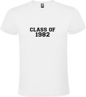 Wit T-Shirt met “Class of 1982 “ Afbeelding Zwart Size M