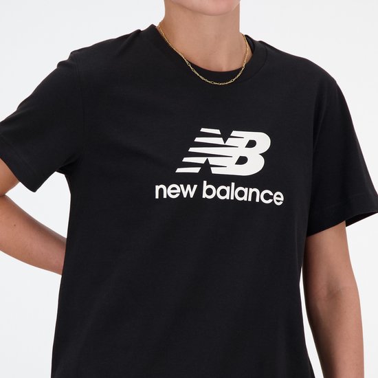 New Balance Jersey Stacked Logo T-Shirt Dames T-shirt - Zwart - Maat XL