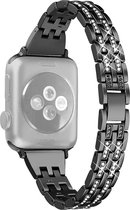 Stalen bandje - RVS - geschikt voor Apple Watch Series 1/2/3/4/5/6/7/8/9/SE met case size 38 mm / 40 mm / 41 mm - zwart