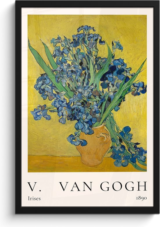 Fotolijst inclusief poster - Posterlijst 40x60 cm - Posters - Vincent van Gogh - Irises - Kunst - Oude meesters - Foto in lijst decoratie - Wanddecoratie woonkamer - Muurdecoratie slaapkamer