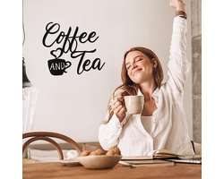 "COFFEE AND TEA" Luxe Metalen Wandbord- Artistiek Koffiekop Ontwerp wanddecoratie voor Keuken & Eetkamer - Duurzaam IJzeren Kunstwerk-zwart