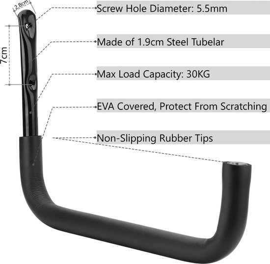 Heevir Grote garagehaken Heavy Duty - 4 stuks 12,2 inch lange garageopslag utility haken, wandmontage ladderhanger, garageorganizer voor hanggereedschap, stoelen, slangen, tuingereedschap Heevir Grote garagehaken Heavy Duty - 4 stuks 12,2 inch lange garageopslag utility haken, wandmontage ladderhanger, garageorganizer voor hanggereedschap, stoelen, slangen, tuingereedschap