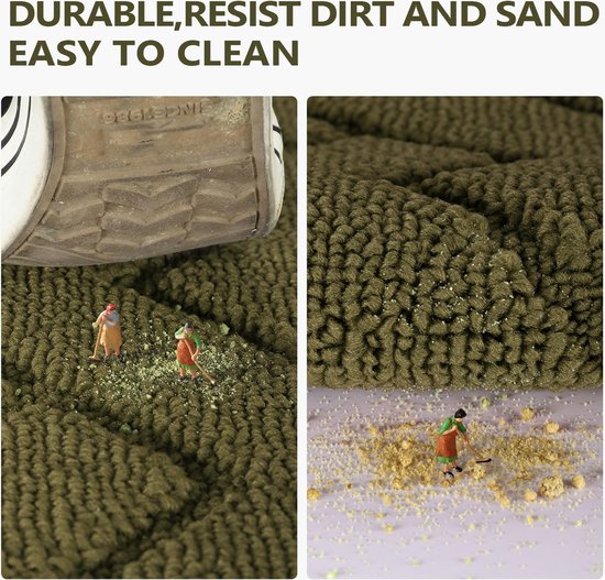 Paillasson pour intérieur et extérieur, lavable, entrée, intérieur, tapis anti-saleté, antidérapant, paillasson pour entrée, terrasse, hall, jardin, intérieur et extérieur (vert olive, 60 x 90 cm)