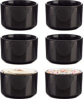 Vessia bols à amuse/dessert/bols de service - lot de 6 pièces - noir - 10 x 6 cm - cuisine/table à manger - céramique