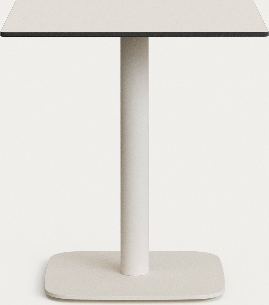 Kave Home Witte Dina-buitentafel met wit gelakte metalen poot 68 x 68 x 70 cm