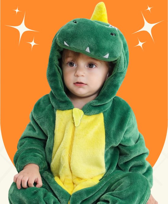 BoefieBoef Krokodil Dieren Onesie & Pyjama voor Peuters en Kleuters tot 4 Jaar - Kinder Verkleedkleding - Dieren Kostuum Pak - Groen Dinosaurus