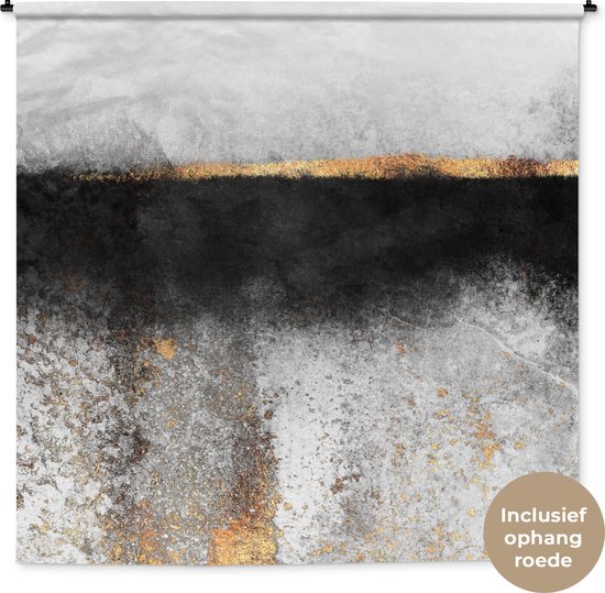 Wandkleed - Wanddoek - Goud - Abstract - Luxe - 180x180 cm - Wandtapijt
