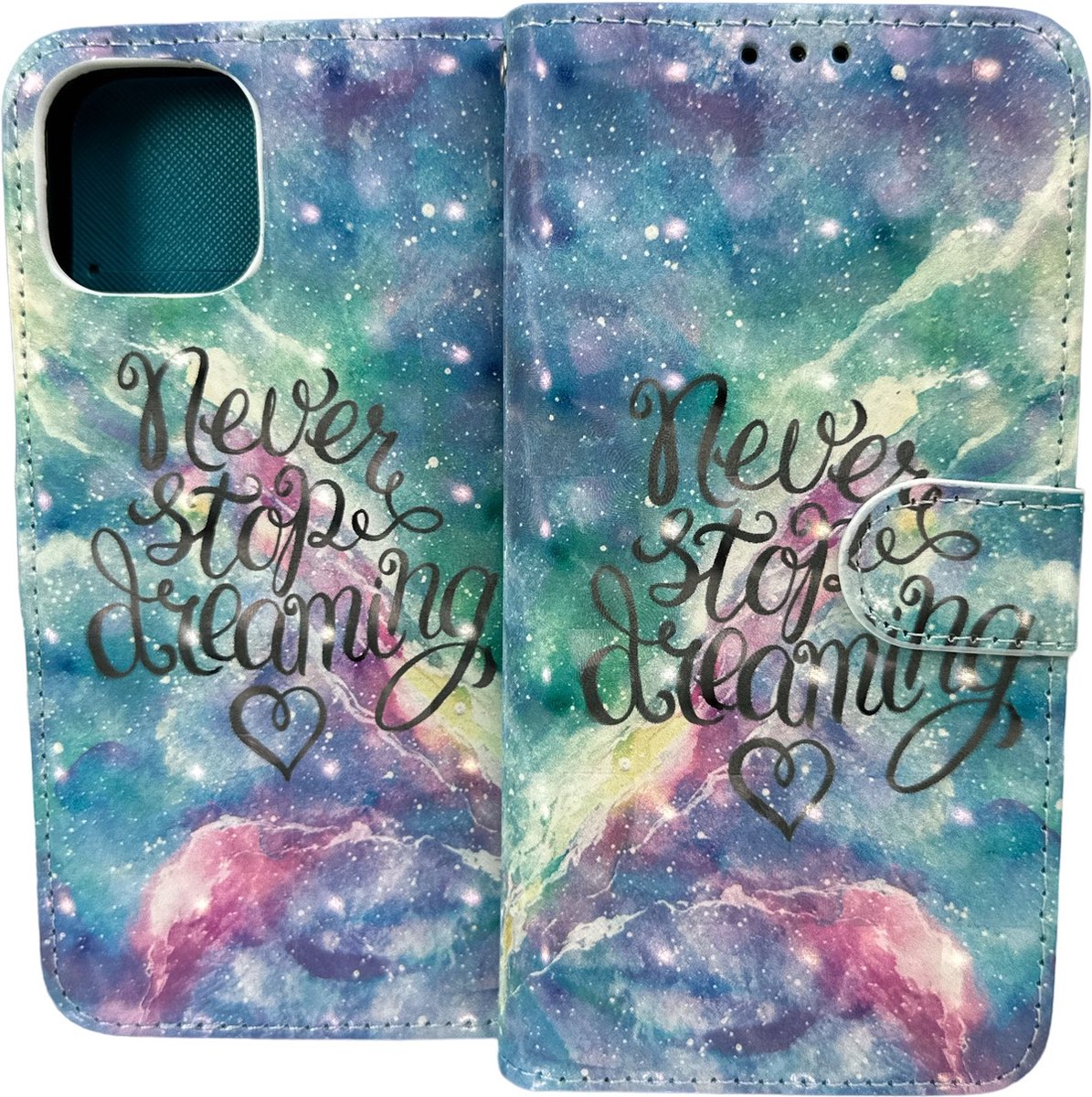 Portemonnee Book Case Hoesje Geschikt voor: iPhone 14 Plus - Never Stop Dreaming Print