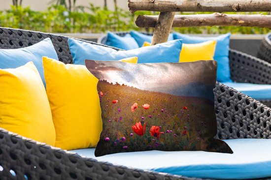 Coussins d'extérieur - Jardin - Fleurs - Coucher de soleil - Oranje - 50x30 cm