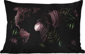 Buitenkussens - Tuin - Paarse wereldkaart met marmerpatroon versierd met tropische bladeren - 60x40 cm