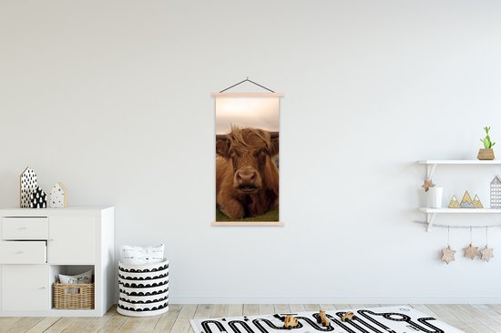 Support pour affiches avec affiche 60 x 120 cm - Affiche scolaire - Highlander écossais - Animaux - Berg - Affiche textile - Lattes vierges