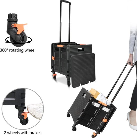 Beau Jardin Opvouwbare strandwagen, met wielen, opvouwbaar, met intrekbare handgreep, voor elk terrein, transport, draaibare voorwielen, capaciteit voor kamperen, buiten en picknick, zwart Beau Jardin Opvouwbare strandwagen, met wielen, opvouwbaar, met intrekbare handgreep, voor elk terrein, transport, draaibare voorwielen, capaciteit voor kamperen, buiten en picknick, zwart