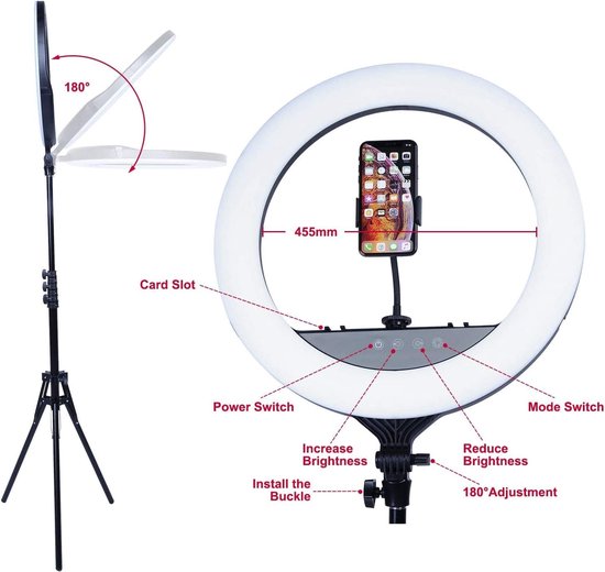 LED Ringlicht mit Stativ, 10 zoll / 25.4 CM Ringleuchte mit Stativ für handy Fernbedienung USB-betrieben 3 Lichtmodi 11 Helligkeitsstufen für Makeup, Live-Streaming, Selfie, Video-Chat, Vlog LED Ringlicht mit Stativ, 10 zoll / 25.4 CM Ringleuchte mit Stativ für handy Fernbedienung USB-betrieben 3 Lichtmodi 11 Helligkeitsstufen für Makeup, Live-Streaming, Selfie, Video-Chat, Vlog