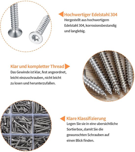 ORTAVA 50 Stuks Plaatschroeven M4 X 16 Mm – Zelftappende Schroeven Met Phillips Kop, Roestvrij Staal A2 V2A, Inclusief Kruiskop Bit (zwart)