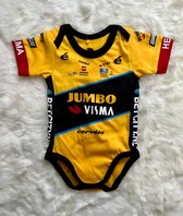 Team Jumbo Visma Cycling baby Onesie Romper | Geel | 100% katoen | Tour de France Fans | Ideaal cadeau | Maat 68 | 6 MAANDEN