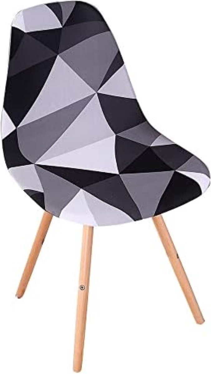 Stoelhoezen 6 stuks - Stoelhoezen eetkamerstoelen - stoelhoezen stretch - Zwarte Driehoek