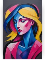 Neon vrouw schilderij - Mensen glasschilderij - Schilderij vrouwen - Landelijke schilderijen - Acrylglas - Wanddecoratie slaapkamer - 80 x 120 cm 5mm