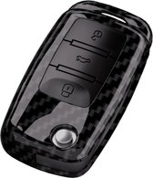 Sleutelcover - Gloss Carbon Look - Sleutelhoesje Geschikt voor Volkswagen Golf / Polo / Tiguan / Up / Passat / Seat Leon / Skoda Citigo - Key Cover - Auto Accessoires