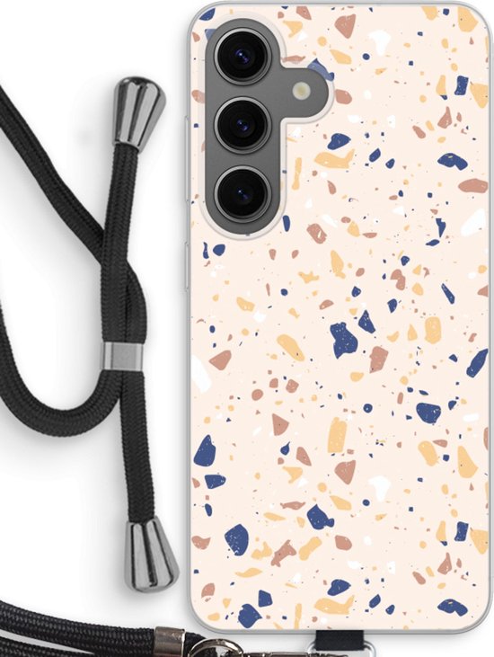 Case Company® - Coque Samsung Galaxy S24 avec Cordon - Terrazzo N°23 - Coque de téléphone avec Cordon Zwart - Protection sur tous les côtés et sur le bord de l'écran