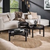 Salontafel set van 3 | hout & metaal | grijs | Ø 82 cm, h 30 cm | modern design | woonkamer | robuuste stijl