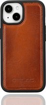 Oblac - iPhone 15 Pro Hoesje van Echt Leer | Cognac Bruin Back Cover | Optimale Bescherming | Premium Eersteklas Leer