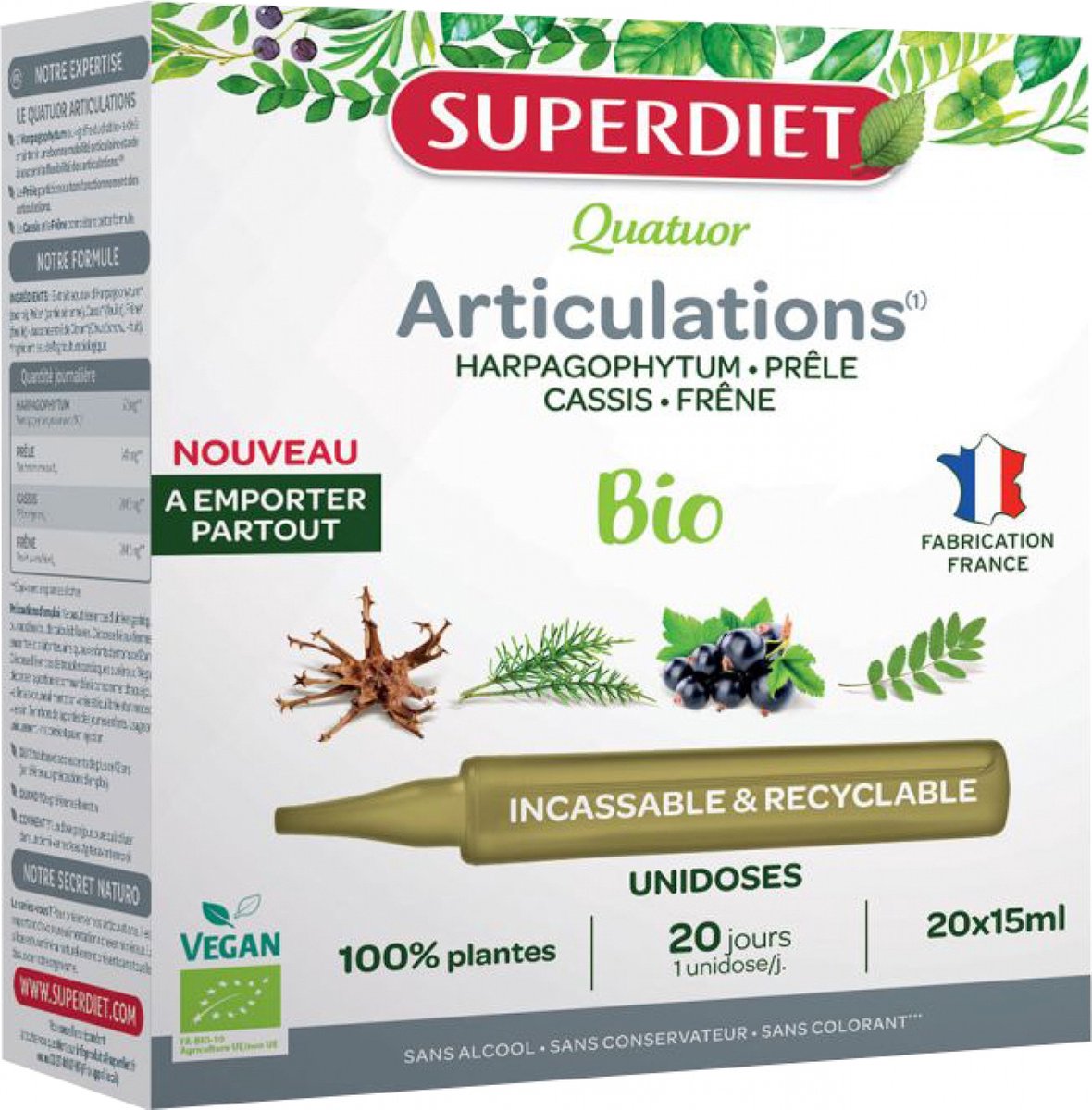 Goedkoopste Superdiet Quatuor Articulations Bio 20 Unidoses