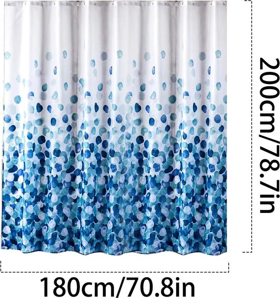 Douchegordijn 180 x 200 cm, antibacteriële en geurloze