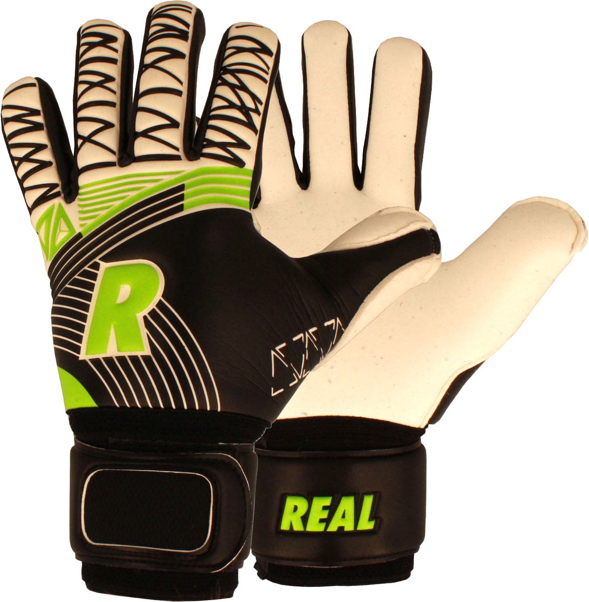 Real Space + (Limited Edition) Keepershandschoenen Kinderen - Wit / Zwart / Fluo Groen | Maat: 7,5