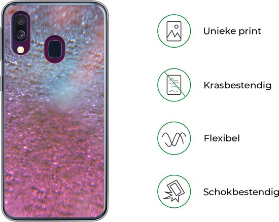 Coque Samsung Galaxy A40 - Paillettes roses et violettes sur fond - Siliconen - Noël - Cadeaux - Cadeaux chaussures