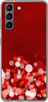 Geschikt voor Samsung Galaxy S21 hoesje - Rood - Design - abstract - Licht - Siliconen Telefoonhoesje