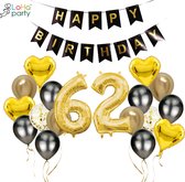 Loha-party®Folie ballon cijfer 26/62-XXL cijfer 2 en XXL cijfer 6-Gouden 26-Gouden hartje Folie ballonnen-26e/62e verjaardag decoratie-“happy birthday”slinger-Versiering-Trouwdag-Feestpakket-Herdenkingsdag Decoratie kit-101cm（40inch）