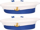 Boland Carnival dress up Sailor/Sailor hat - 2x - blanc/bleu - pour adultes - Thème maritime