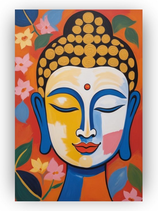 Boeddha Matisse stijl poster - Henri Matisse muurdecoratie - Wanddecoratie boeddha - Wanddecoratie industrieel - Woonkamer poster - Slaapkamer accessoires - 60 x 90 cm