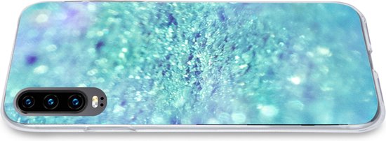 Telefoonhoesje Geschikt voor Huawei P30 hoesje - Blauw - Licht - Abstract - Siliconen Telefoonhoesje Telefoonhoesje
