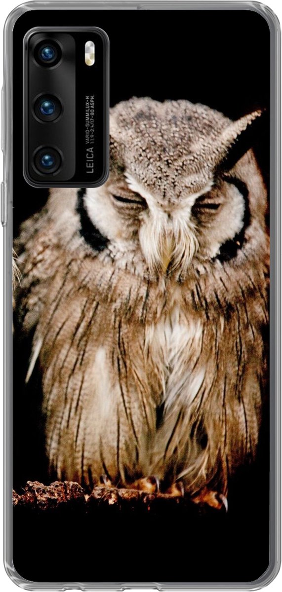 Telefoonhoesje Geschikt voor Huawei P40 hoesje - Uil - Vogel - Zwart - Siliconen Telefoonhoesje Telefoonhoesje