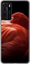 Telefoonhoesje Geschikt voor Huawei P40 hoesje - Flamingo - Veren - Roze - Siliconen Telefoonhoesje