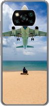 Geschikt voor Xiaomi Poco X3 NFC hoesje - Strand - Zee - Vliegtuig - Siliconen Telefoonhoesje