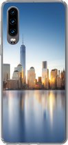 Geschikt voor Huawei P30 hoesje - New York - Skyline - Reflectie - Siliconen Telefoonhoesje