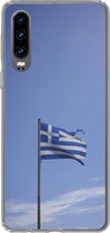 Geschikt voor Huawei P30 hoesje - Gescheurde Griekse vlag die wappert - Siliconen Telefoonhoesje