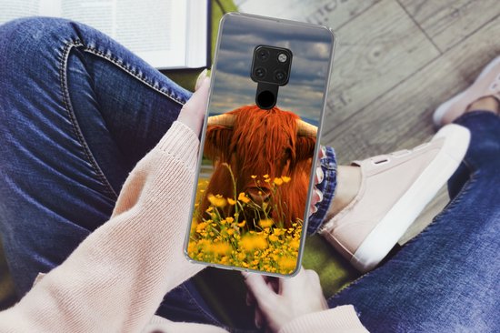 Coque Huawei P40 Lite - Highlander écossais - Animaux - Fleurs - Coque de téléphone en Siliconen