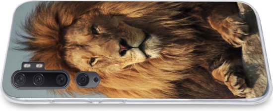 Convient pour coque Xiaomi Mi Note 10 Pro - Lion - Rocher - Portrait - Coque de téléphone en Siliconen