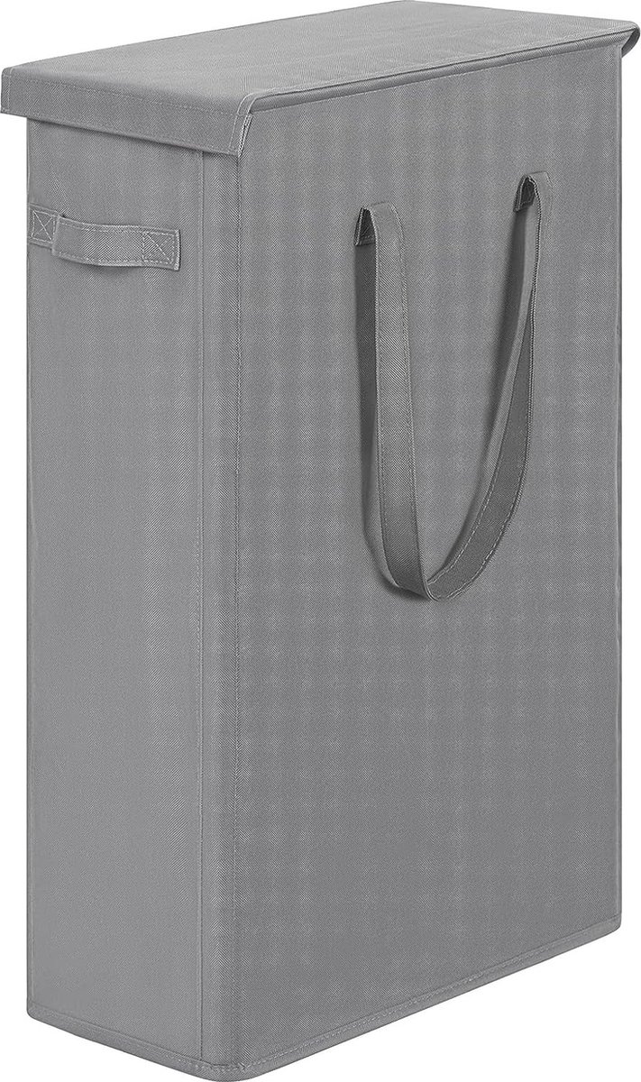 Goedkoopste Slimme Slanke Wasmand met Deksel 58 l - Ademend, Opvouwbaar, Grote Opbergmand voor Kleding - Grijs